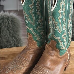 Justin Boots Green and Brown Heeled Boots